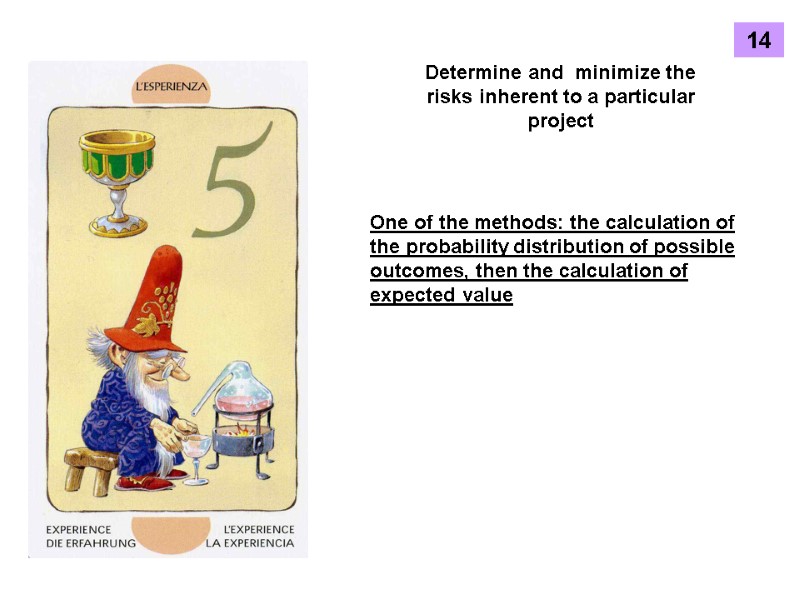 Determine and  minimize the risks inherent to a particular project One of the